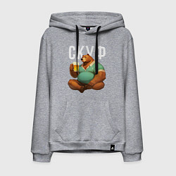 Толстовка-худи хлопковая мужская Медведь - Скуф, цвет: меланж