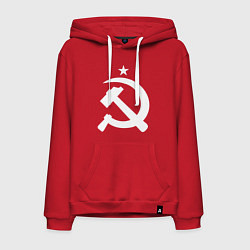 Толстовка-худи хлопковая мужская Белый серп и молот, цвет: красный