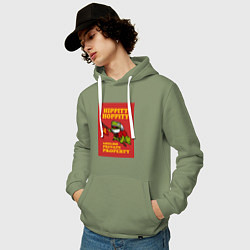 Толстовка-худи хлопковая мужская Лягушка революционер, цвет: авокадо — фото 2