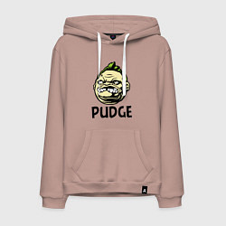 Толстовка-худи хлопковая мужская Pudge Face, цвет: пыльно-розовый