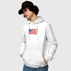Толстовка-худи хлопковая мужская USA patriot, цвет: белый — фото 2