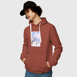 Толстовка-худи хлопковая мужская Зимние игры, цвет: кирпичный — фото 2