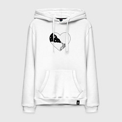 Толстовка-худи хлопковая мужская Любовь к космосу, цвет: белый