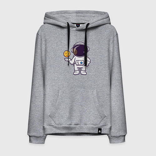 Мужская толстовка-худи Космонавт и планета / Меланж – фото 1