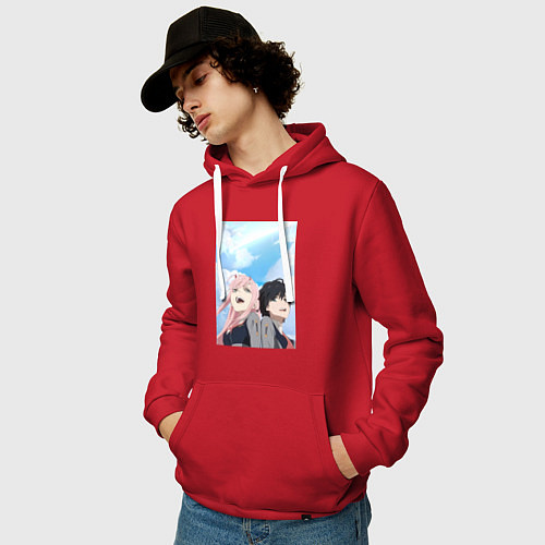 Мужская толстовка-худи Милый во Франксе Хиро / Красный – фото 3