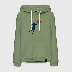 Толстовка-худи хлопковая мужская Игрок в баскетбол basketball, цвет: авокадо