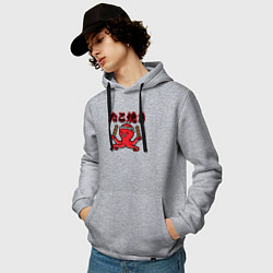 Толстовка-худи хлопковая мужская Осьминог и данго, цвет: меланж — фото 2