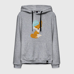 Толстовка-худи хлопковая мужская Лисичка в шапке, цвет: меланж