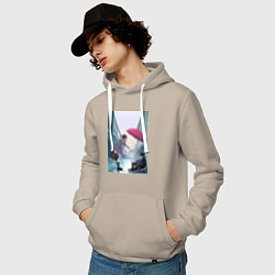 Толстовка-худи хлопковая мужская Хиёри Ики Ято, цвет: миндальный — фото 2