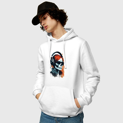 Мужская толстовка-худи Grunge redhead girl skull / Белый – фото 3