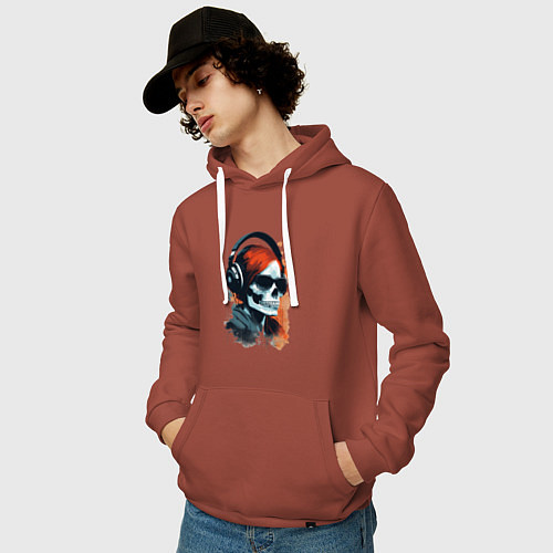 Мужская толстовка-худи Grunge redhead girl skull / Кирпичный – фото 3