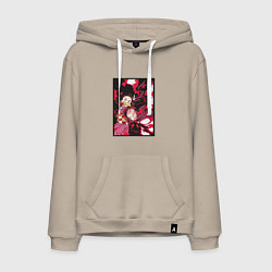 Толстовка-худи хлопковая мужская Клинок рассекающий демонов Незуко demon slayer nez, цвет: миндальный