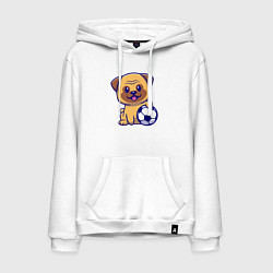 Толстовка-худи хлопковая мужская Бульдог футболист, цвет: белый