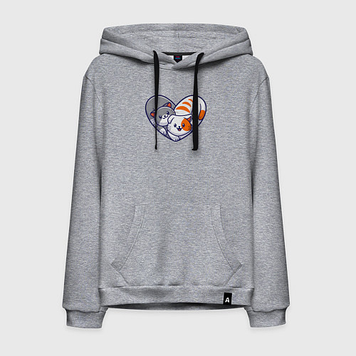 Мужская толстовка-худи Котики в сердечке / Меланж – фото 1
