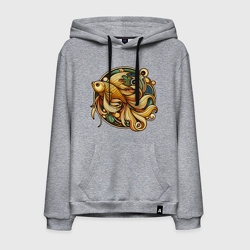 Мужская толстовка-худи Золотая рыбка исполняет желания / Меланж – фото 1