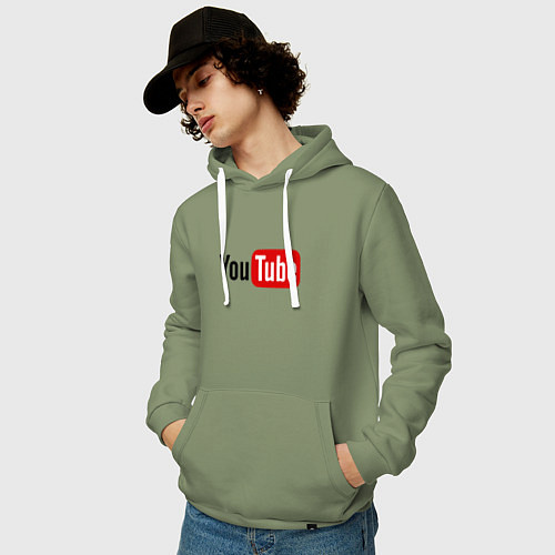 Мужская толстовка-худи You tube logo / Авокадо – фото 3