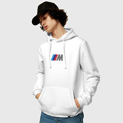 Толстовка-худи хлопковая мужская BMW logo sport, цвет: белый — фото 2