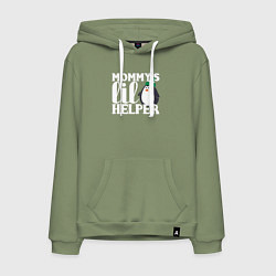 Толстовка-худи хлопковая мужская Маленький мамин помощник, цвет: авокадо
