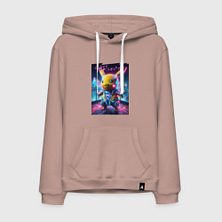 Толстовка-худи хлопковая мужская Cyber Pikachu - neon glow ai art fantasy, цвет: пыльно-розовый