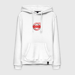 Толстовка-худи хлопковая мужская Volvo red logo, цвет: белый