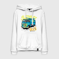Толстовка-худи хлопковая мужская Summer bus, цвет: белый