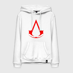 Толстовка-худи хлопковая мужская Red logo of assassins, цвет: белый