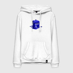 Толстовка-худи хлопковая мужская Tardis ink, цвет: белый