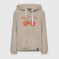 Толстовка-худи хлопковая мужская Велосипед с пончиками - dolce vita, цвет: миндальный