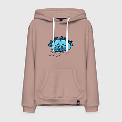 Толстовка-худи хлопковая мужская Я не плачу - это просто дождь, цвет: пыльно-розовый