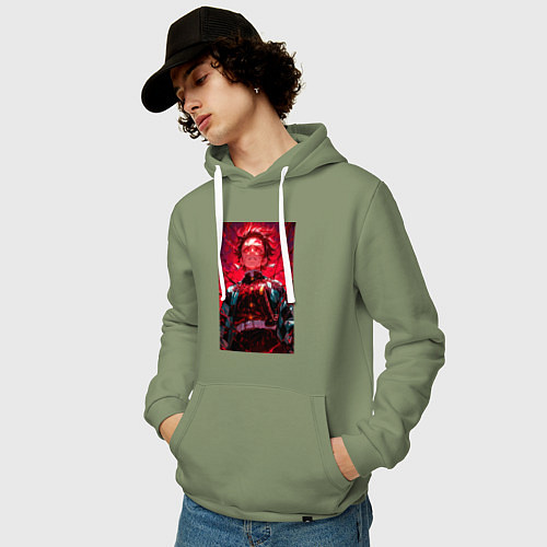 Мужская толстовка-худи Клинок, рассекающий демонов Тандзиро Камадо охотни / Авокадо – фото 3