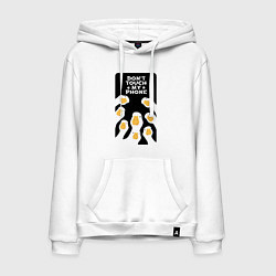 Толстовка-худи хлопковая мужская Гуси - не трогай мой телефон, цвет: белый