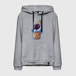 Толстовка-худи хлопковая мужская Космонавт в стакане, цвет: меланж