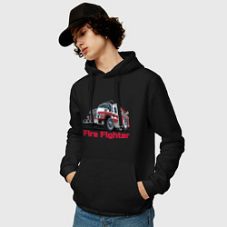 Толстовка-худи хлопковая мужская Fire fighter, цвет: черный — фото 2