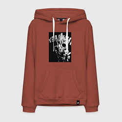 Толстовка-худи хлопковая мужская Моя геройская академия комментатор, цвет: кирпичный