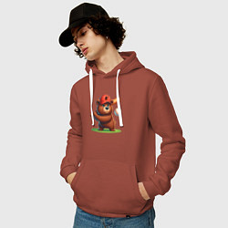 Толстовка-худи хлопковая мужская Bear cub batter Baltimore Orioles - ai art, цвет: кирпичный — фото 2
