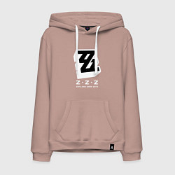 Толстовка-худи хлопковая мужская Zenless zone zero лого, цвет: пыльно-розовый