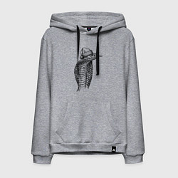 Толстовка-худи хлопковая мужская Кобра новогодняя, цвет: меланж