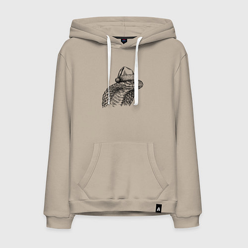 Мужская толстовка-худи Голова новогодней кобры / Миндальный – фото 1