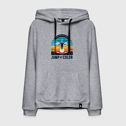 Толстовка-худи хлопковая мужская Парашютист на фоне закатного неба ретро винтаж, цвет: меланж