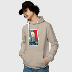 Толстовка-худи хлопковая мужская Homer with donut, цвет: миндальный — фото 2