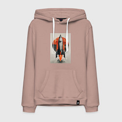 Толстовка-худи хлопковая мужская Постер ракеты, цвет: пыльно-розовый