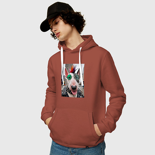 Мужская толстовка-худи Bully punk musician - ai art fantasy / Кирпичный – фото 3