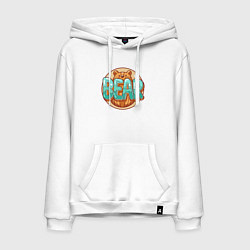 Толстовка-худи хлопковая мужская Медведь и надпись, цвет: белый