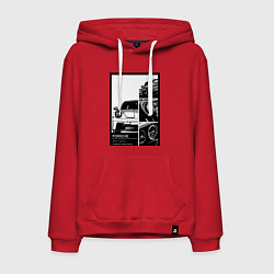Толстовка-худи хлопковая мужская Porsche 911 автомобиль, цвет: красный