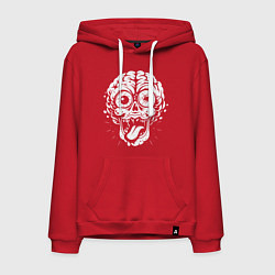 Толстовка-худи хлопковая мужская Череп с мозгами и глазами, цвет: красный