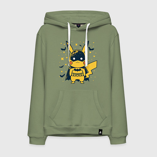 Мужская толстовка-худи Пикачу бэтмен / Авокадо – фото 1