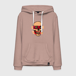 Толстовка-худи хлопковая мужская Череп рентген, цвет: пыльно-розовый