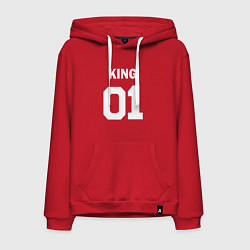 Толстовка-худи хлопковая мужская Футбольная надпись 01 король, цвет: красный