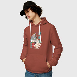 Толстовка-худи хлопковая мужская Моя геройская академия Shigaraki Tomura, цвет: кирпичный — фото 2