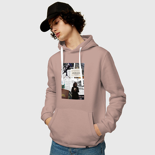 Мужская толстовка-худи Журналист эстетика / Пыльно-розовый – фото 3